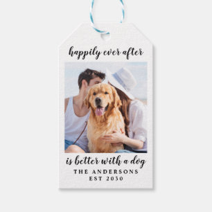 Lyckligtvis efter Pet Photo Hund Bröllop Presentetikett