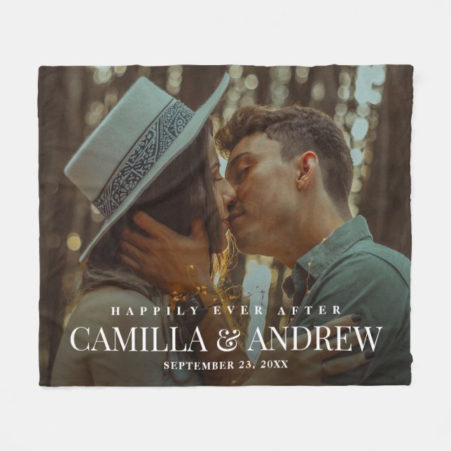 Lyckligtvis efter Photo Bröllop Fleecefilt (Framsidan (Horisontell))