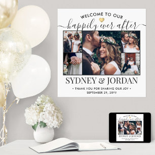 Lyckligtvis efter Photo Collage Bröllop Welcome Poster