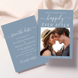 Lyckligtvis efter Photo Dusty Blue Spara Datumet