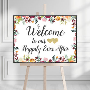 Lyckligtvis efter Rustic Fall Blommigt Bröllop Poster
