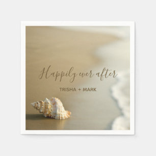 Lyckligtvis efter Seashell på Beach Wedding Pappersservett