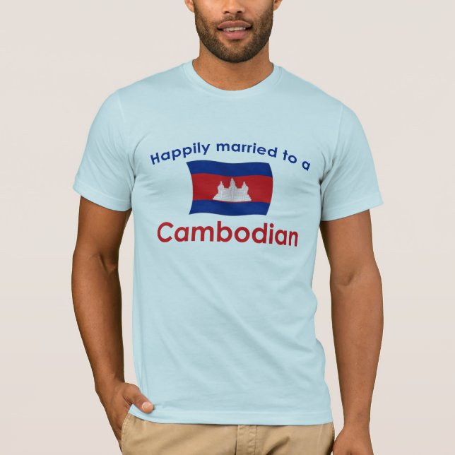 Lyckligtvis gift sig med en kambodjan t shirt (Framsida)