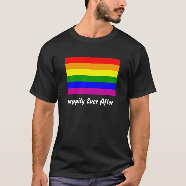 Lyckligtvis någonsin efter/Gay Bröllop Tee (Framsida)
