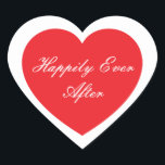 Lyckligtvis någonsin efter Sticker Hjärtformat Klistermärke<br><div class="desc">Som tur är visas Hjärtklämparen i dubblans hjärtdesign. Färg Red</div>