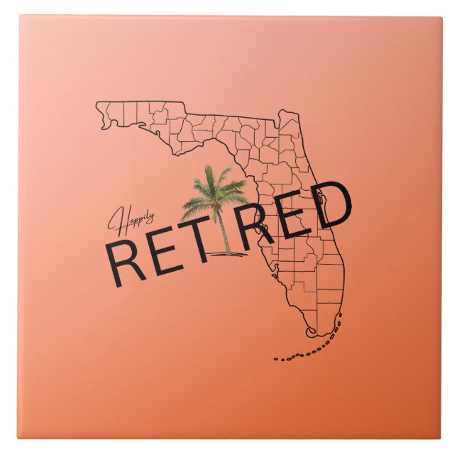 Lyckligtvis pensionerad Florida Karta och Tropical Kakelplatta (Framsidan)
