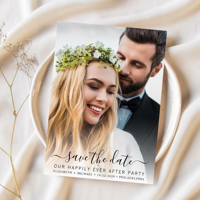 Lyckligtvis var som helst efter att fotocellen fic spara datumet (A stylish save the date announcement for a reception to celebrate your elopement or private wedding)