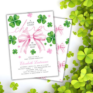 Lyckobringande Rosa Babyshower-inbjudan Inbjudningar