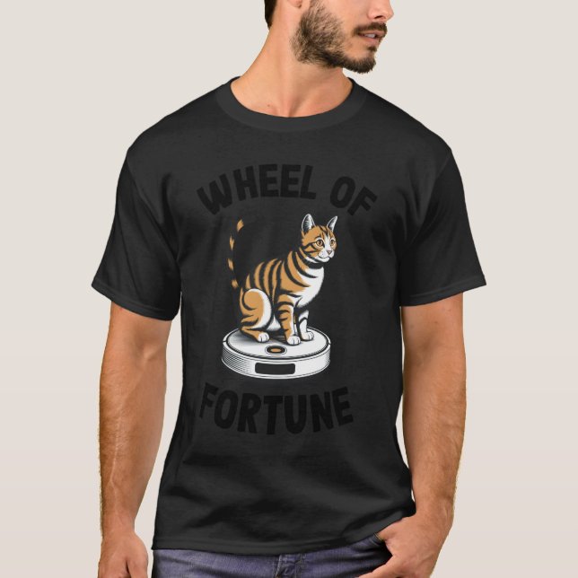 Lyckohjulet Robotdammsugare Rolig Katt T Shirt (Framsida)