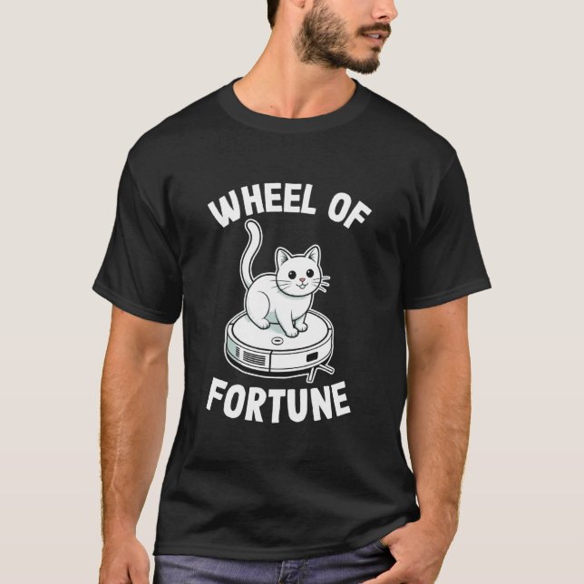 Lyckohjulet Robotdammsugare Rolig Katt T Shirt (Framsida)