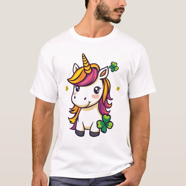Lyckoklöver Enhörning (1) T Shirt (Framsida)
