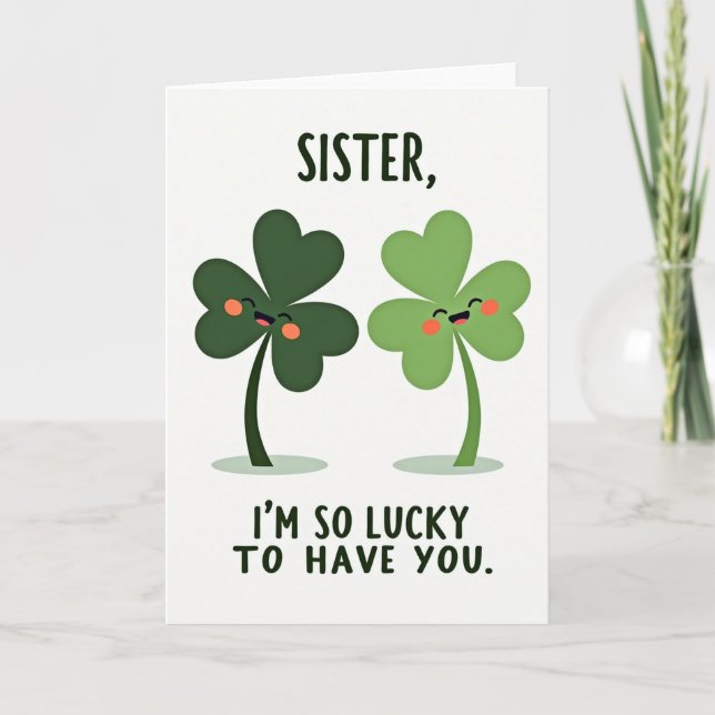 Lyckokort för systrar Shamrock Kort (Framsida)