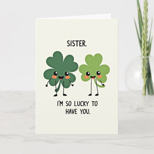 Lyckokort för systrar Shamrock Kort (Framsida)