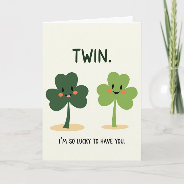 Lyckokort med Tvilling Shamrock Kort (Framsida)