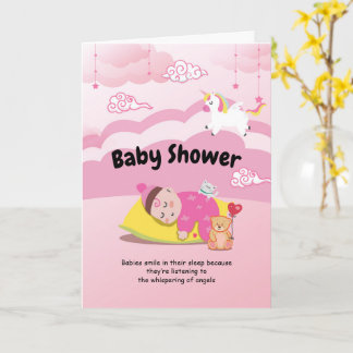 Lyckönskningskort Ny Bebis flicka, baby shower Kort