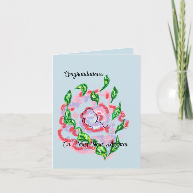 Lyckönskningskort :  Vid din nyfödda ankomst Kort (Framsida)
