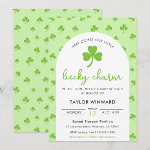 Lyckotal St Patricks Day Baby Shower Inbjudningar