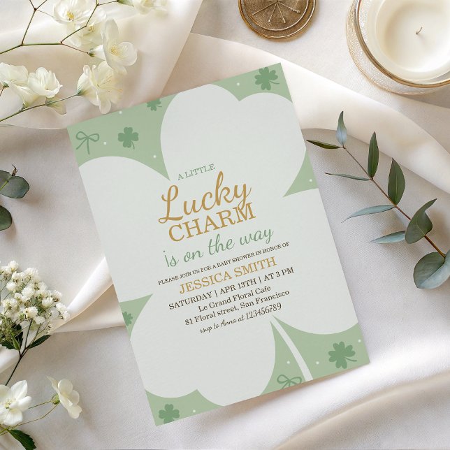 Lyckotalisman Shamrock Baby Shower Inbjudan (Skapare uppladdad)