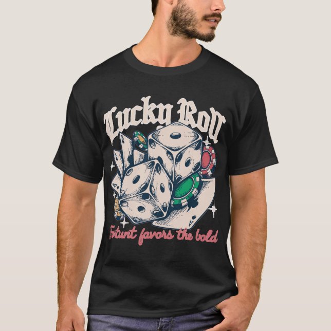 Lyckotärningar och Pokerchips T Shirt (Framsida)