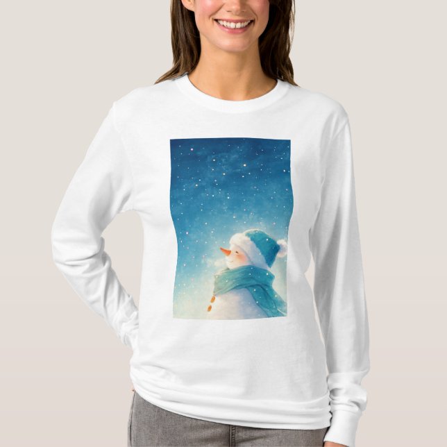 Lycksalig Snöman T Shirt (Framsida)