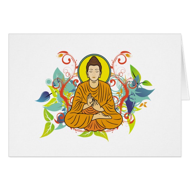 Lycksaliga Buddha Hälsningskort (Framsidan Horizontal)