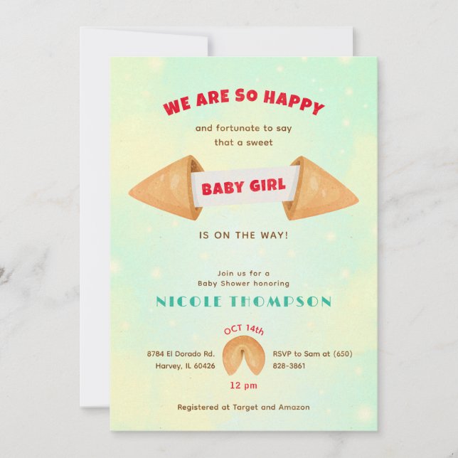 Lyckune Cookie Det är Flicka Cute Shower Sprinkle Inbjudningar (Framsida)