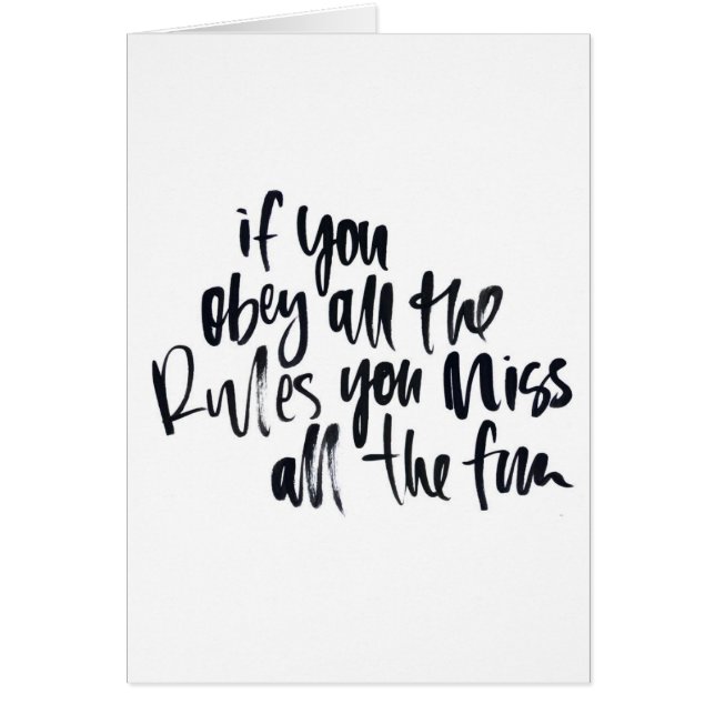 Lyda alla regler som du missa alla roligt kort (Framsidan)