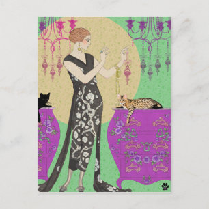 Lydia & Bengal i Fuchsia och Grönt Vykort