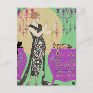 Lydia & Bengal i Fuchsia och Grönt Vykort