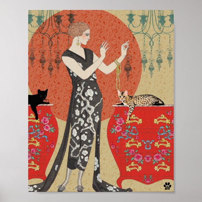 Lydia & Bengal i Red och Guld Poster (Framsidan)