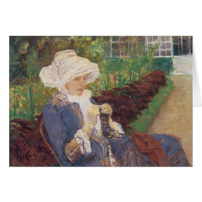 Lydia Crocheting i Garden at Marly, Mary Cassatt Hälsningskort (Framsidan Horizontal)