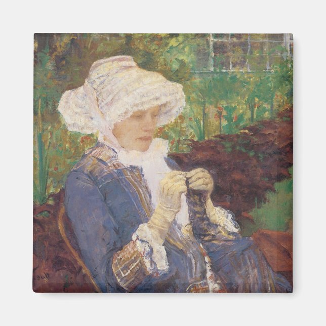 Lydia Crocheting i Garden at Marly, Mary Cassatt Magnet (Framsidan)