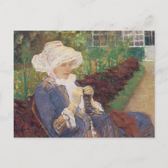 Lydia Crocheting i Garden at Marly, Mary Cassatt Vykort (Framsida)