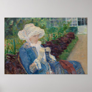 Lydia Crocheting i Garden på Marly Poster
