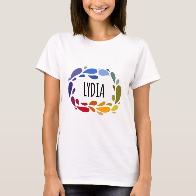 Lydia Namn Cute Colorful Gift Named Lydia T Shirt (Framsida)