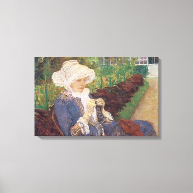 Lydia virkar i trädgården på Marly, Mary Cassatt Canvastryck (Framsida)