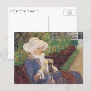 Lydia virkar i trädgården på Marly, Mary Cassatt Vykort