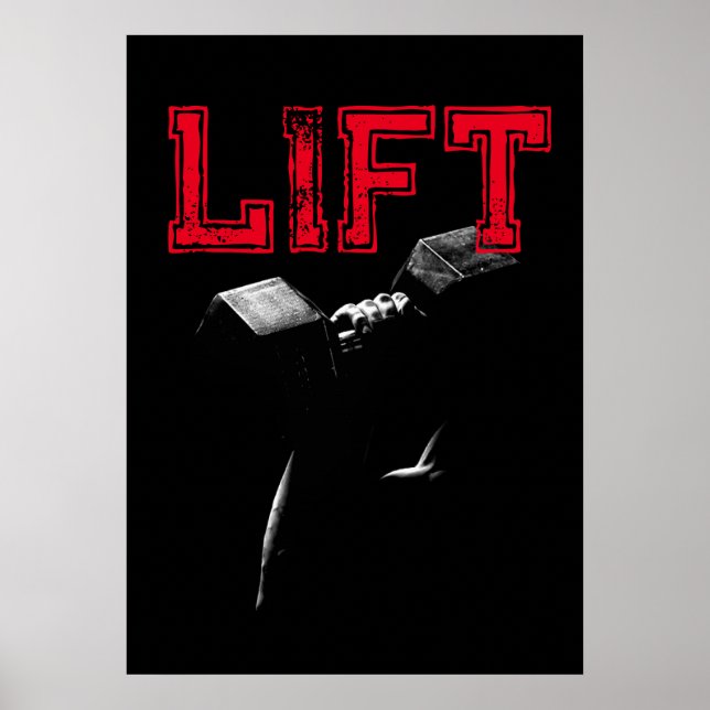 Lyft Bodybuilding Fitness Motiverande Poster (Framsidan)