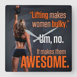 Lyft gör kvinnor Fantastisk - Gym inspirationation Fyrkantig Klocka