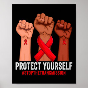 Lyft Hand Skydda Dig Hivaids Medvetenhet Re Poster