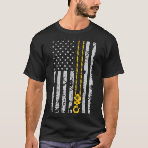 Lyft Krok Thin American Flagga Crane Operator T Shirt