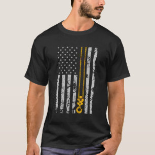 Lyft Krok Thin American Flagga Crane Operator T Shirt