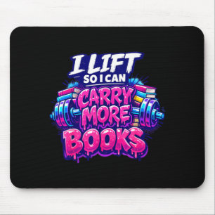 Lyft så jag kan bära fler böcker rolig gym läsare musmatta