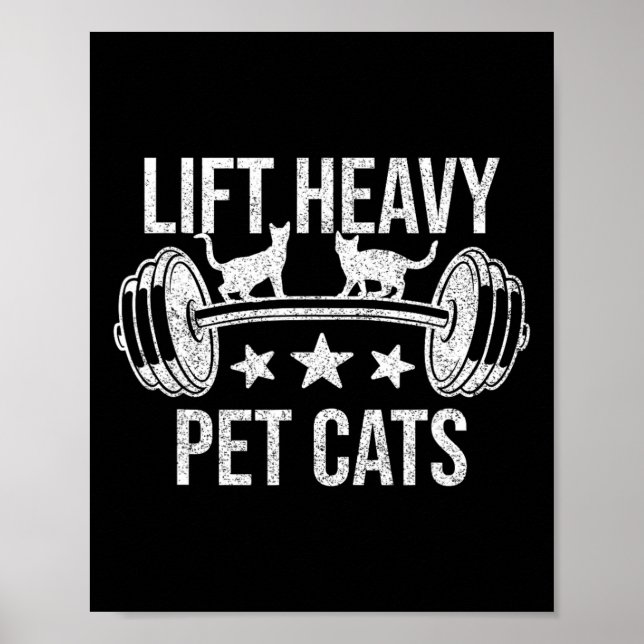 Lyft Tunga Husdjur Katter Bodybuilding Katt Viktly Poster (Framsidan)
