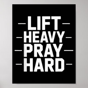 Lyft Tungt Be Hårt Gym Kristen Present Jesus Tro Poster