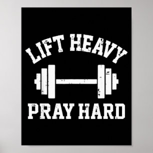 Lyft Tungt Be Hårt Kristet Träningsgym Man Kvinna Poster