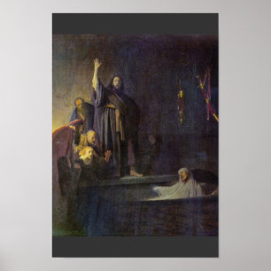 Lyfta av Lazarus. Vid Rembrandt Van Rijn Poster