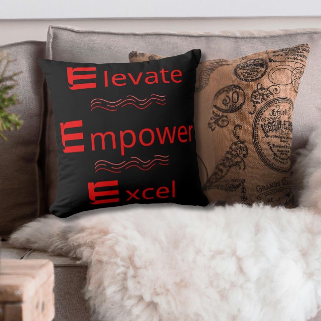 Lyfta Empower Excel  Motivations Röd & Svart Kudde (Skapare uppladdad)