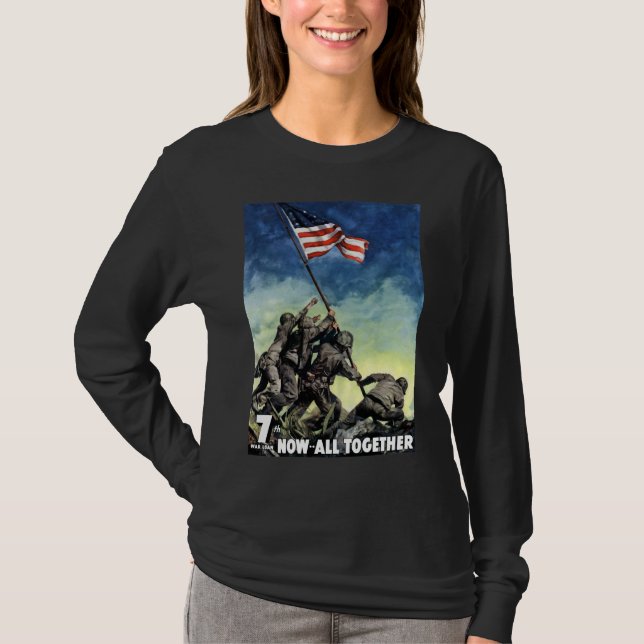 Lyfta flagga på Iwo Jima T-shirt (Framsida)