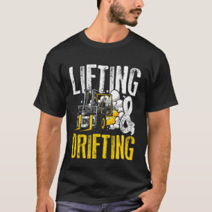 Lyfter och driver rolig varulagergabeltruckförare t shirt
